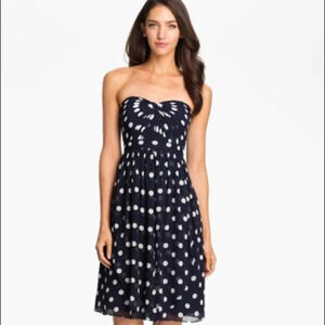 Jenny Yoo Strapless Polka Dot Chiffon Dress